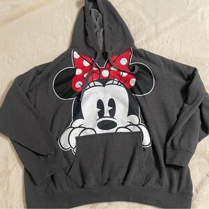 Minnie Mouse Hoodie- dark grey sweatshirt 2x Disney